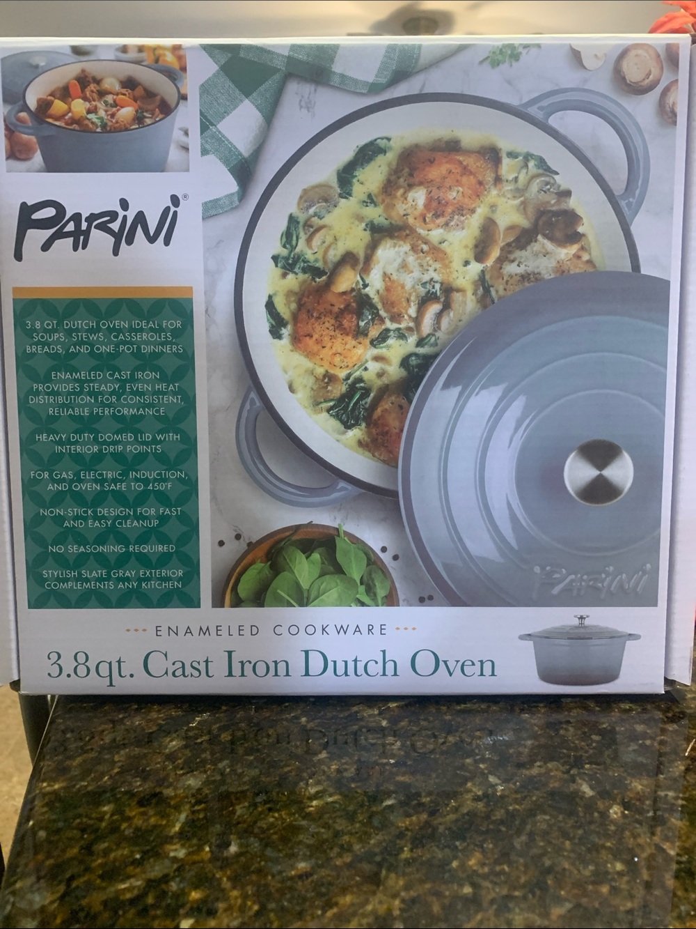 NEVER USED! 3.8qt Cast Iron Dutch Oven - Slate Gray